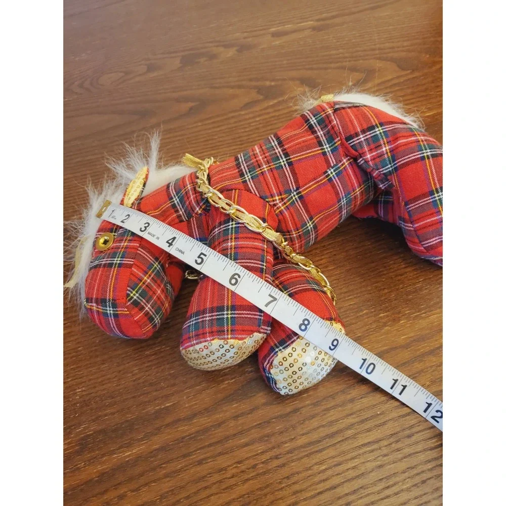 Blueberi Boulevard Girls 4T Red Dress Satin, Sheer & Glittery w/Plaid Pony‎ Tote